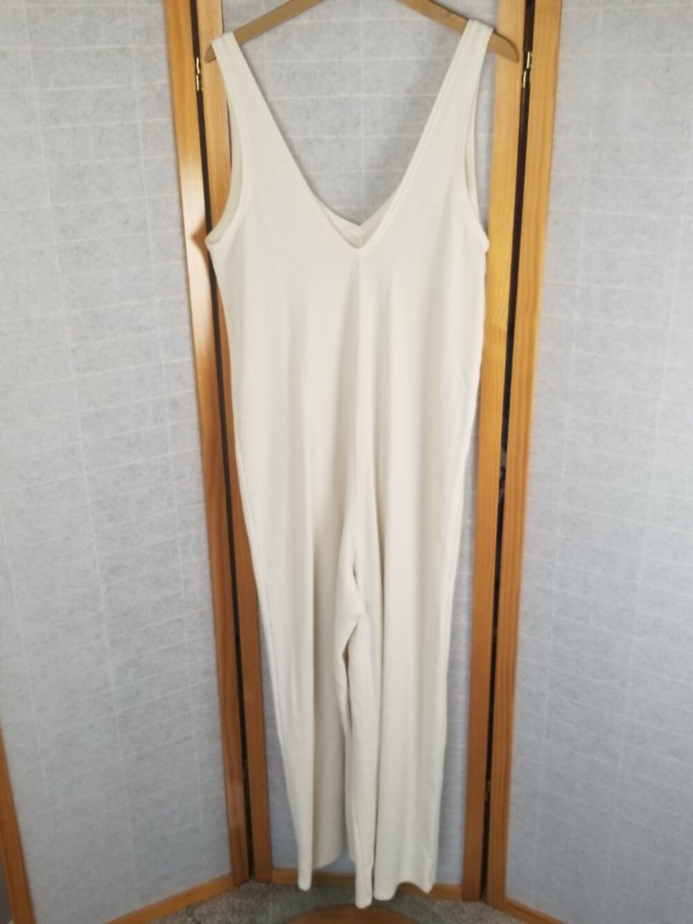 Victoria's Secret Glow Waffle Jumpsuit Ivory Cream Size Large